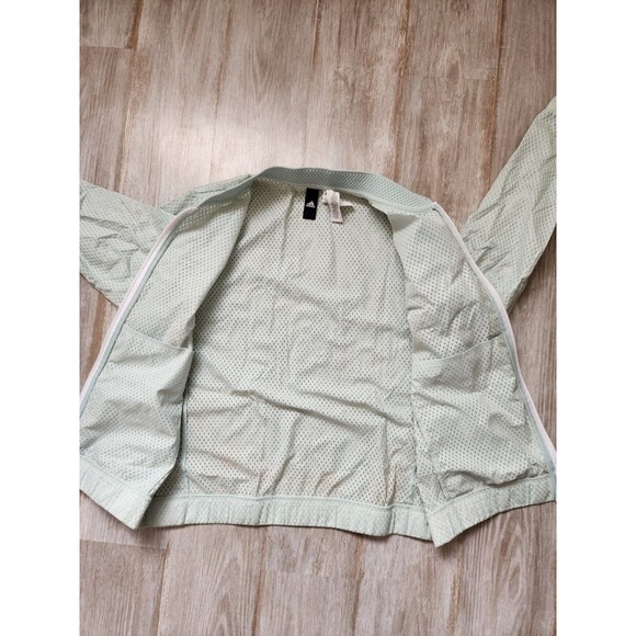 Adidas Lightweight Bomber Jacket Full Zip Collared Mint Green Pockets Sz M GUC - Picture 9 of 11